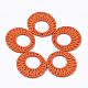 アクリルパーツ  模造ラタン編み風  ドーナツ  サンゴ  46.5x4.5mm  穴：1.5mm OACR-T010-09F-1