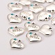 Wedding Theme Antique Silver Tone Tibetan Style Heart with Bride Rhinestone Charms X-TIBEP-N005-12A-2