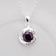 Simple Silver Color Plated Brass Cubic Zirconia Flat Round Pendant Necklaces For Women NJEW-BB12929-02-2