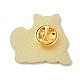 かわいい猫のエナメルピン  洋服バッグ用合金エナメルブローチピン  ゴールドカラー  グレー  25.5x30x10mm  ピン：1mm JEWB-P008-E01-2