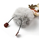 Schlüsselanhänger aus Rex-Kaninchenfell-Imitat und PU-Leder mit Weihnachts-Rentier-Anhänger KEYC-K018-03KCG-01-3