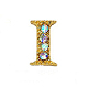 Cabochon con borchie a forma di chiodo con lettere di strass in lega d'oro MRMJ-S047-023I-1
