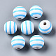 Painted Natural Wood European Beads WOOD-S057-047E-1