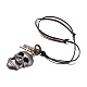Adjustable Men's Zinc Alloy Pendant and Leather Cord Lariat Necklaces NJEW-BB16000-1