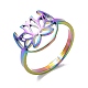 Ion Plating(IP) 304 Stainless Steel Hollow Lotus Adjustable Ring for Women RJEW-M149-30RC-3