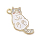 合金エナメルチャーム  ゴールドカラー  猫のチャーム  ゲインボロ  27x15x1.3mm  穴：2mm FIND-C030-01C-G-1