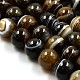 Natural Coffee Striped Agate/Banded Agate Round Beads Strands G-N0135-16-12mm-1