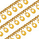 プラスチック製スパンデックスストレッチレース  スパンコールレースリボン  服飾材料  ゴールド  20~60x1.6~7.6ミリメートル、約9 M /ロール FIND-WH0043-29A-4