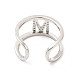 Clear Cubic Zirconia Initial Letter Open Cuff Ring RJEW-A012-01P-M-3