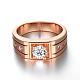 Real Rose Gold Plated Brass Cubic Zirconia Wide Band Rings For Men RJEW-BB06423-10RG-3