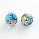 Flower Picture Transparent Glass Round Beads GFB-R004-14mm-K13-1