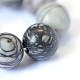 Natural Black Silk Stone/Netstone Round Bead Strands X-G-E334-8mm-05-4