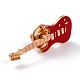 ギターエナメルピン  [10]代の女の子の女性のための楽器合金エナメルブローチ  レッド  ゴールドカラー  41~42x13.5x10mm  ピン：1mm JEWB-P011-01G-3