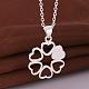 Silver Color Plated Brass Cubic Zirconia Flower Pendant Necklaces NJEW-BB09504-4