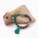 Bracelets à breloques extensibles en perles d'agate et de roche de lave indiennes naturelles X-BJEW-JB03728-04-4