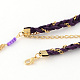 女性の染められた羽編みスエードコードのヘッドバンド  鉄チェーン  ゴールドカラー  暗紫色  450~540x7mm OHAR-R186-05-5