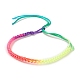 Pulsera ajustable trenzada de poliéster de color arcoíris para mujer BJEW-F454-06-1