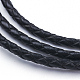 Three Loops Braided Leather Cord Wrap Bracelets BJEW-F291-27P-2