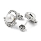 Cubic Zirconia Heart with Natural Pearl Stud Earrings EJEW-F318-10P-2