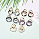 Round Faceted Natural Mixed Gemstone Hoop Earrings for Girl Women EJEW-JE04612-2