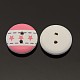 2-Hole Flat Round Star Printed Wooden Sewing Buttons BUTT-M004-13mm-01-2