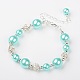 Vetro set di gioielli di perle: orecchini e bracciali SJEW-JS00742-06-2