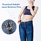 Dicosmetic 10 Stück 5 Farben Kaninchenform Legierung verstellbare Jeans-Knopfnadeln AJEW-DC0001-17-6