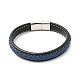 Bracelet cordon plat tressé en cuir de vachette avec 304 fermoirs aimantés en acier inoxydable BJEW-H552-01P-04-1