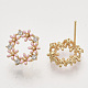Brass Micro Pave Clear Cubic Zirconia Stud Earring Findings KK-T054-38G-NF-2