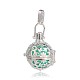 Silver Plated Brass Hollow Round Cage Pendants KK-J232-02S-1