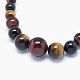 Natural Tiger Eye Graduated Beads Necklaces and Bracelets Jewelry Sets SJEW-L132-09-3