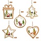 10 pz 5 ornamenti da appendere in legno in stile sgWOOD-SZ0004-04-1