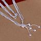 Popular Silver Color Plated Brass 3-strand Snake Chain Necklaces NJEW-BB12708-2