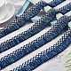 GORGECRAFT 10M x 3.5cm Wide Tassel Fringe Trim White Navy Blue Rhombus Pattern Fabric Lace Trimming Tassel Thread Edge Ribbon for DIY Sewing Crafts Home Drapery Curtain Pillow Table Clothes Decor OCOR-GF0002-05-5