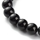 Obsidienne naturelle et perles rondes en hématite synthétique non magnétique bracelet extensible énergétique pour hommes femmes BJEW-JB06968-01-5