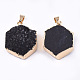 Electroplate Natural Druzy Agate Pendants G-T112-21B-2