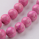 Dyed Natural Fossil Beads Strands G-E328-6mm-18-2