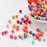 Solid Chunky Acrylic Ball Beads, Round, Mixed Color, 4mm, Hole: 1mm, about 14800pcs/500g