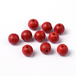 Окрашенных в красный цвет круглый синтетические говлит свободные шарики, 8~9 мм, отверстие : 0.8 мм