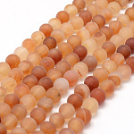 Hebras de perlas de cornalina natural helada, redondo, teñido y climatizada, rojo, 8mm, agujero: 1 mm, aproximamente 48 pcs / cadena, 15.2 pulgada