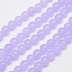 Chapelets de perles en jade de malaisie naturelle et teinte, ronde, lilas, 8mm, Trou: 1.0mm, Environ 48 pcs/chapelet, 15 pouce