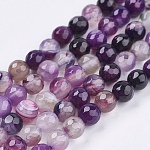 Natur Madagaskar Achat Perlen Stränge, facettiert, Runde, gefärbt und erhitzt, lila, 6 mm