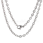Fabricación clásica de collar de cadena de cable para mujer y hombre de acero inoxidable liso 304, con cierre de langosta, color acero inoxidable, 23.6 pulgada (59.9 cm)