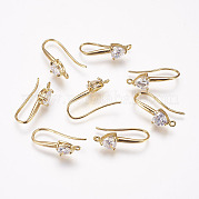 Brass Cubic Zirconia Earring Hooks KK-P076-02