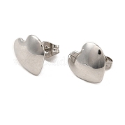 304 boucles d'oreilles puces coeur en acier inoxydable pour femme EJEW-I281-07P