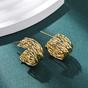 Латунные серьги-гвоздики в форме буквы С KK-P325-48G
