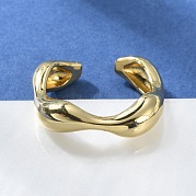 Gestellplattierte Messing-Twist-Wave-offene Manschettenringe für Damen RJEW-Q777-08G