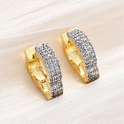 Латунные серьги-кольца из прозрачного кубического циркония EJEW-H158-16A-GP