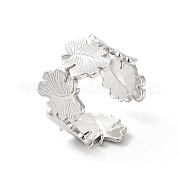 304 Stainless Steel Maple Leaf Open Cuff Ring for Women RJEW-E063-18P