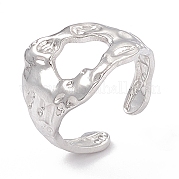 304 Stainless Steel Wide Hollow Open Cuff Ring for Women RJEW-G275-04P